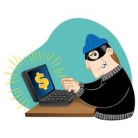 An hacker on a laptop accesing bank inforamtion